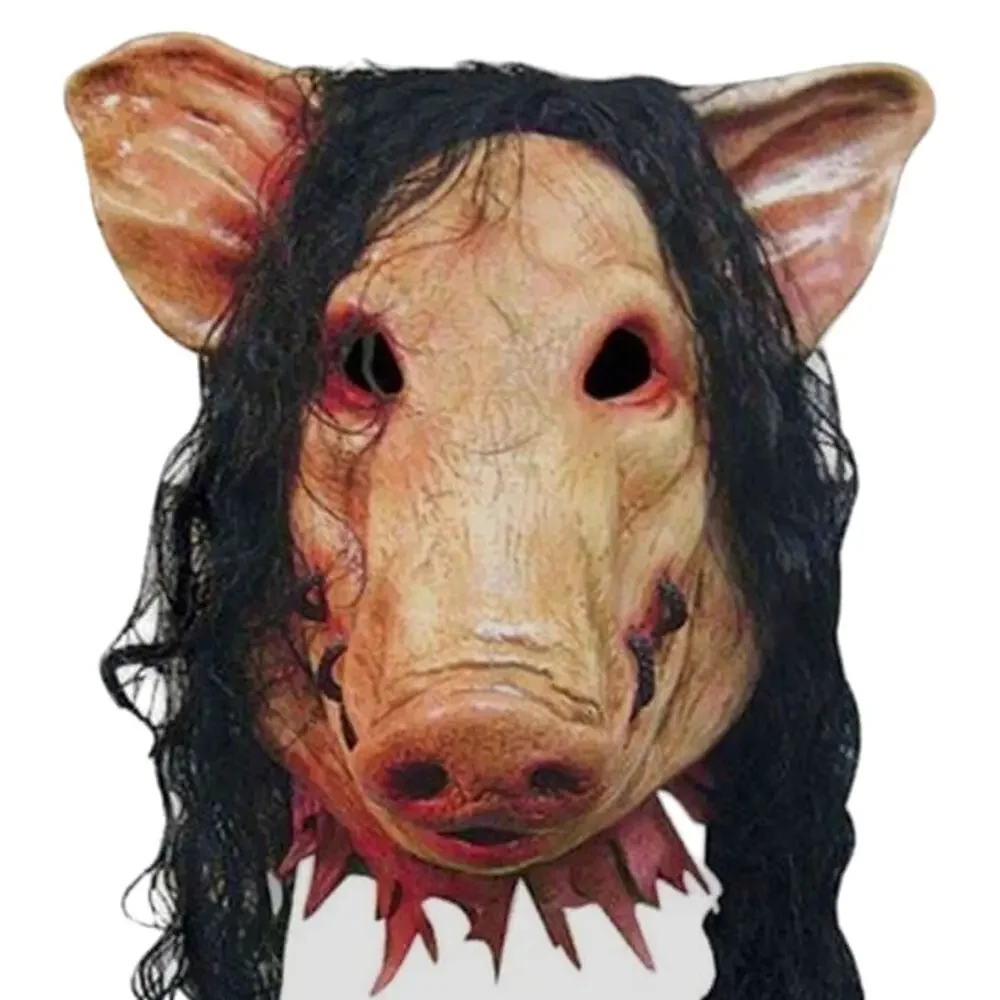 Halloween Saw Pig Hog Mask Swine Butcher Costume Spooky Scary Cosplay Gift - NEW